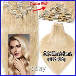 Mega Thick Double Weft Real Clip In Remy Human Hair Extensions Full Head 170G UK