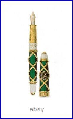 NEW David Oscarson Russian Imperial 14kt Gold Nib Solid Silver Green Pen