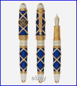 NEW David Oscarson Russian Imperial 14kt Gold Nib Solid Silver Sapphire Blue Pen