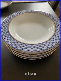NEW Imperial Russian Porcelain Dinner Set COBALT NET LFZ IFZ LOMONOSOV Blue Gold