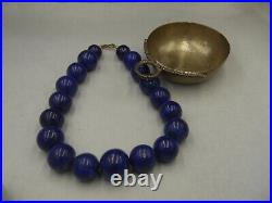 Necklace Graduated Lapis Lazuli Royal Blue 24-9 mm beads 19 inch Unique