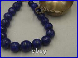 Necklace Graduated Lapis Lazuli Royal Blue 24-9 mm beads 19 inch Unique