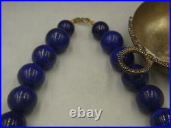 Necklace Graduated Lapis Lazuli Royal Blue 24-9 mm beads 19 inch Unique