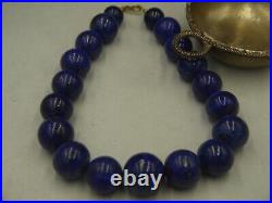 Necklace Graduated Lapis Lazuli Royal Blue 24-9 mm beads 19 inch Unique