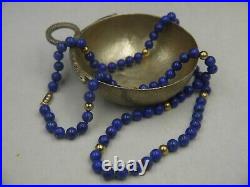 Necklace Lapis Lazuli Royal Blue 7 mm beads & (10) 14K Gold beads 28 inches