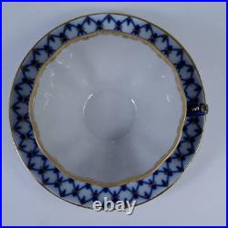 Newly Engraved Russian Imperial Porcelain Cobalt Net Gold Tea Cup Saucer