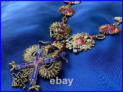 ORDER St. Andrew Firstcalled Gilded CHAIN SET Russian Imperial Award? 1 High Qlt