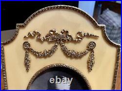 Pair Vintage Faberge Photo Frame Russian Imperial Gold Guilloche Oval Yellow 5x7
