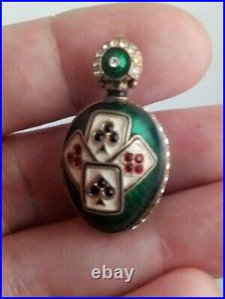 Pendant egg Faberg'e design enamel gold plating fine royal card crystals