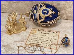 Pierrelorren Faberge Egg SET Faberge Trinket box & Faberge Egg Necklace Sapphire