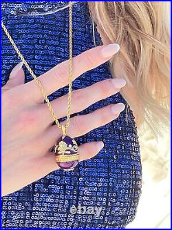 Purple Faberge Eggs Imperial Royal Russian Faberge Necklace Pendant Bracelet SET