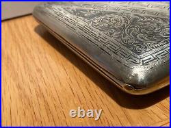 Quality Imperial Russian Silver Niello Cigar Case, Gilded Interior, 1880