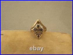 RARE IMPERIAL GOLD-PLATED SILVER 84 SAPPHIRE CROWN RING From FABERGE ERA Sz 7