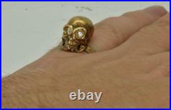 RARE WWI Imperial Russian White Army Ace's 14k gold(56)&Diamonds Skull ring