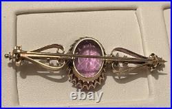 RUSSIAN IMPERIAL 56 MARK'S YELLOW GOLD And AMETHYST BROOCH