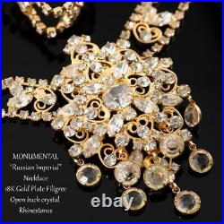 RUSSIAN IMPERIAL Crystal Rhinestone Necklace 18k Gold Plate Schreiner Style