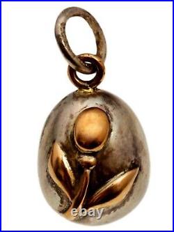 RUSSIAN IMPERIAL SILVER and GOLD EGG PENDANT