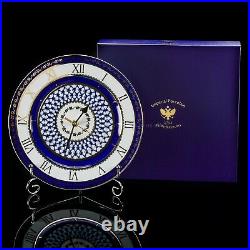 RUSSIAN Imperial Lomonosov Porcelain Watch Cobalt Net Decorative Clock Gold