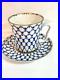 RUSSIAN LOMONOSOV IMPERIAL Mug / Cup and Saucer BLUE GOLD China (A)