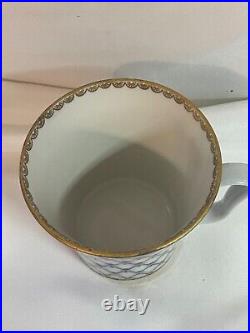 RUSSIAN LOMONOSOV IMPERIAL Mug / Cup and Saucer BLUE GOLD China (A)