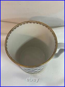 RUSSIAN LOMONOSOV IMPERIAL Mug / Cup and Saucer BLUE GOLD China (A)