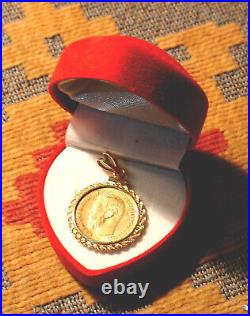 Rare Antique 1898 Russian Coin In Bezel 5 Roubles Pendant 5.92 Grams Russia