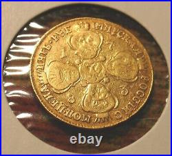 Rare Antique Beauty Russian 1778 Gold Coin 5 R Tzarina Ekaterina Imperial Russia