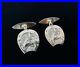 Rare Antique Gold Wash Gilt 84 Imperial Russian Silver Horseshoe Lucky Cufflinks