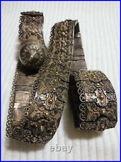 Rare Antique Huge Russian Imperial Silver Niello And Gold Belt 96CM, 750GRAM