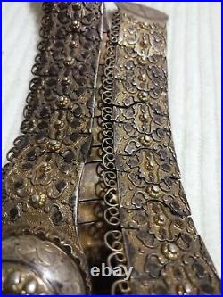 Rare Antique Huge Russian Imperial Silver Niello And Gold Belt 96CM, 750GRAM