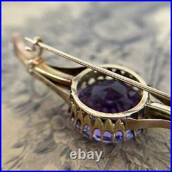 Rare Antique Imperial Russia Brooch twig Gold 56 Amethyst 10,44 grams 1890s