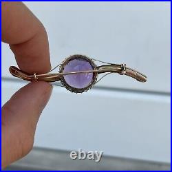 Rare Antique Imperial Russia Brooch twig Gold 56 Amethyst 10,44 grams 1890s