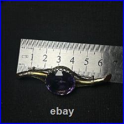 Rare Antique Imperial Russia Brooch twig Gold 56 Amethyst 10,44 grams 1890s