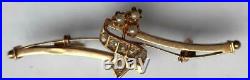 Rare Antique Imperial Russian Rose Gold 56 14K Pin Brooch Jewelry Diamonds Pearl