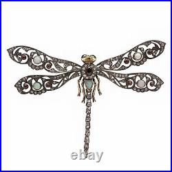 Rare Antique Romanov Imperial Russian 56 Gold Ruby Faberge Dragonfly Brooch Pin