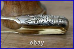 Rare Imperial Antique 84 Silver Russian Sugar Tongs GOLD WASHED Engraved 1890's