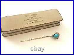 Rare Imperial Russian 14 56 EK Kollin Gold Turquoise Diamond Stick Pin brooch
