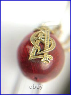 Rare Imperial Russian Faberge 14k Gold 56 Red Egg Enamel Pendant Kollin 1897's #