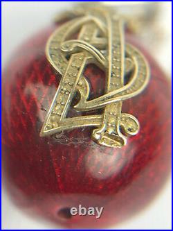 Rare Imperial Russian Faberge 14k Gold 56 Red Egg Enamel Pendant Kollin 1897's