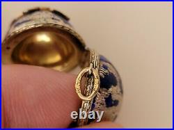 Rare Imperial Russian Faberge 14k Gold 56 with Silver 88 Egg Pendant Enamel