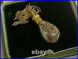 Rare Imperial Russian Faberge 14k Gold Silver 84 Egg Pendant Bottle Kollin #