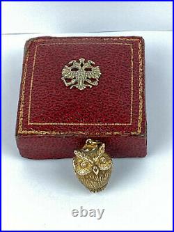 Rare Imperial Russian Faberge OWL Egg Pendant 14k Solid Gold 56 Kollin 1895's