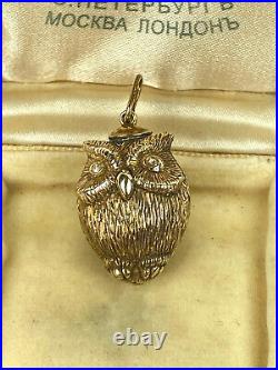 Rare Imperial Russian Faberge OWL Egg Pendant 14k Solid Gold 56 Kollin 1895's