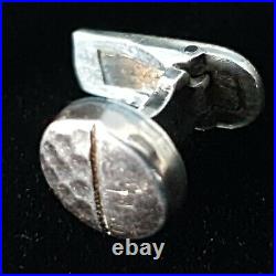 Rare Imperial Russian Hammered Rose Gold Wash 84 Silver Small Cufflinks / Button