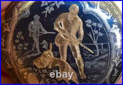 Rare Imperial Russian silver, gold&Niello award Aeby&Landry hunter pocket watch
