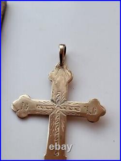 Rare Russian Imperial 56 gold cross 14K Christian Pendant