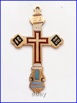 Rare Russian Imperial 56 gold cross 14K Christian Pendant ENAMEL RARE 3.08g GOLD
