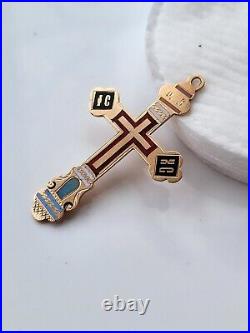 Rare Russian Imperial 56 gold cross 14K Christian Pendant ENAMEL RARE 3.08g GOLD