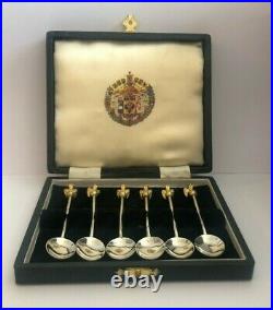 Rare Russian Imperial Silver 88 KF/AT Author Faberge Gilded & Enamel Spoon Set
