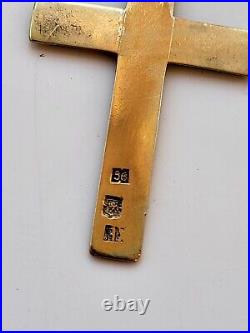 Rare Tsarism Russian Imperial 56 gold cross 14K Christian Pendant Stamp Kyiv RAR
